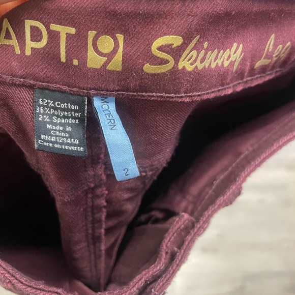 SOLD Apartment 9 skinny leg burgundy jeans - Picture 5 of 5
